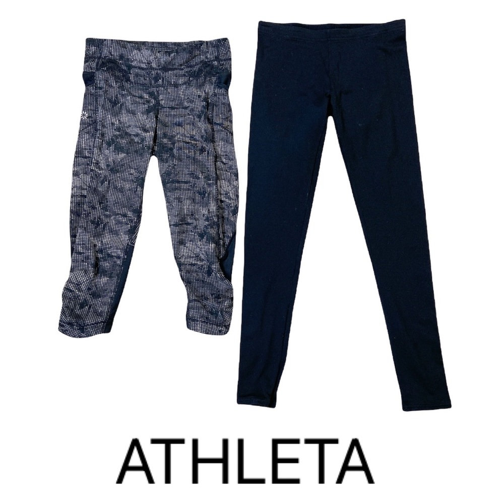 Athleta Leggings LOT of Two - Maze Be Free Knicker XXS & Plain Black Legging XS